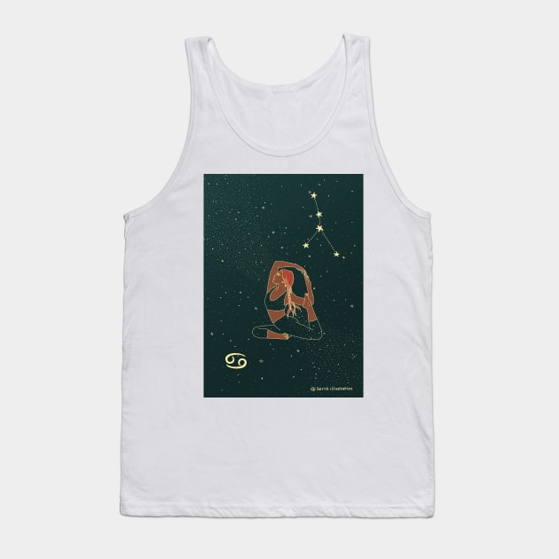 Zodiac Cancer Yoga Girl Tank Top by Sierraillustration